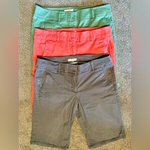 Curvy Monroe Chino Bermuda Shorts by Loft, clasp closing.